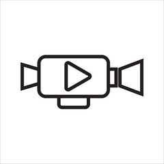 Obraz premium Video icon vector. Video camera vector. Player symbol. Linear style sign for mobile concept and web design. Video symbol logo illustration.