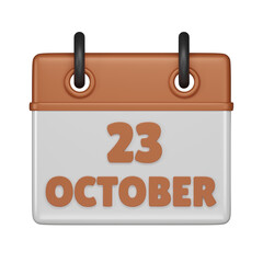 23 October Calendar 3d icon