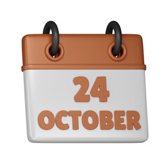 24 October Calendar 3d icon