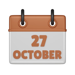 27 October Calendar 3d icon