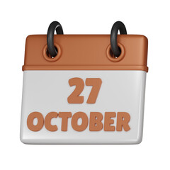 27 October Calendar 3d icon