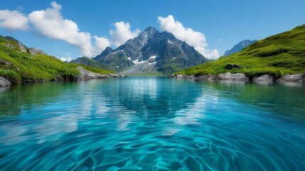 Naklejka premium Capture the essence of surrealism with dreamscapes showcasing swirling clouds, floating islands, and landscapes that mesmerize. Clean and Clear Color, Realistic Photo, , Minimalism,