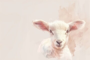 Fototapeta premium Illustration of cute lamb in watercolor style isolated on background