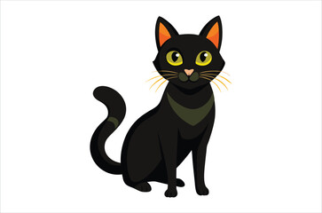 black cat cartoon,  black cat vector,  icon vector illustration,   cat silhouette of a   cat  isolated on a white background,  eps,  png,  svg,  vector 
