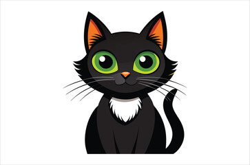 black cat cartoon,  black cat vector,  icon vector illustration,   cat silhouette of a   cat  isolated on a white background,  eps,  png,  svg,  vector 