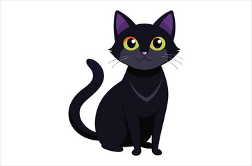 black cat cartoon,  black cat vector,  icon vector illustration,   cat silhouette of a   cat  isolated on a white background,  eps,  png,  svg,  vector 