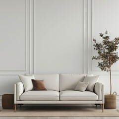 modern living room in front of the empty wall