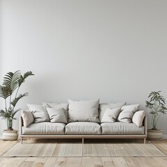 modern interior design in front of the empty wall