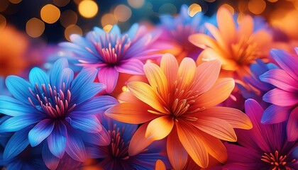 Fototapeta premium Vibrant Colorful Chrysanthemums in Bloom