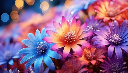 Obraz premium Vibrant Multicolored Flowers in Full Bloom