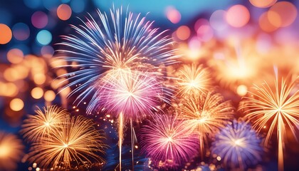 Fototapeta premium Colorful Fireworks Display Celebrating Holiday Events