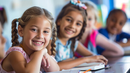 "Girls Enjoying School Time"