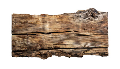 Freigestelltes altes Holzbrett mit sichtbarer Holzmaserung und Textur.