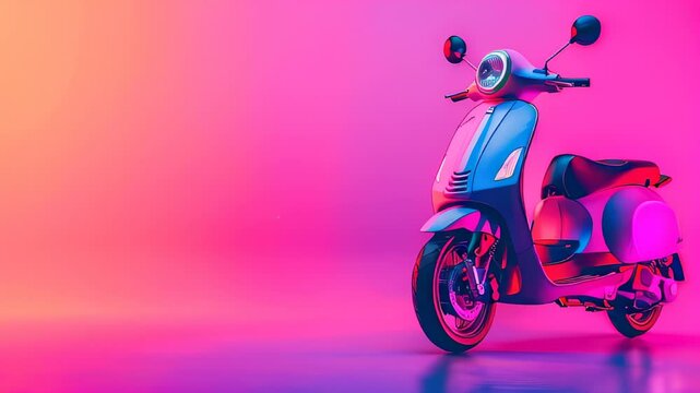 Modern electric scooter in neon lighting with sleek design