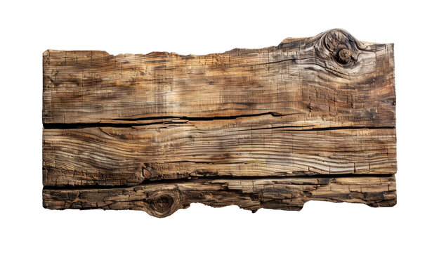 Freigestelltes altes Holzbrett mit sichtbarer Holzmaserung und Textur.
