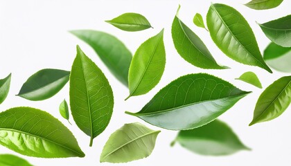 Fresh Green Leaves On White Background