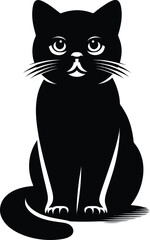 Flat design Cat silhouette vector on a white background