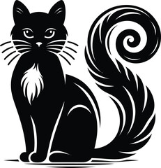 Flat design Cat silhouette vector on a white background