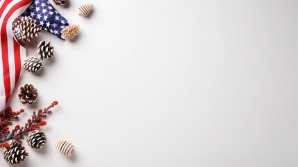 Naklejka premium Minimalist background with subtle USA flag elements, focusing on the nation's spirit, America USA States Nation Country Homeland, have copy space for text,