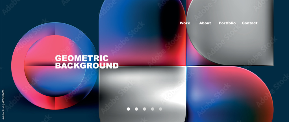 Poster bright colorful squares with round elements minimal geometric background. vector illustration for wa