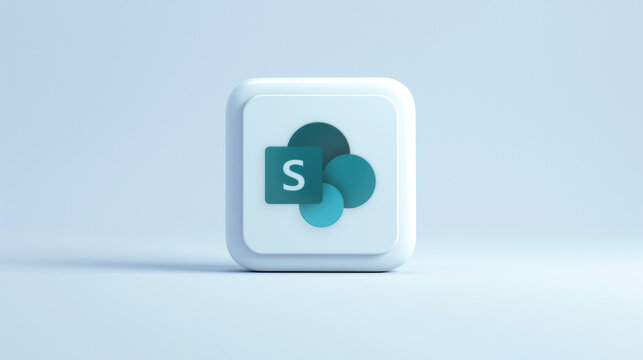 Microsoft SharePoint app 3d icon on a pale blue background