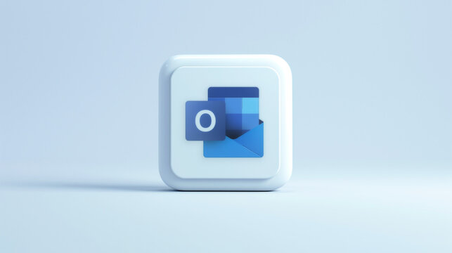 Microsoft Outlook app 3d icon on a pale blue background