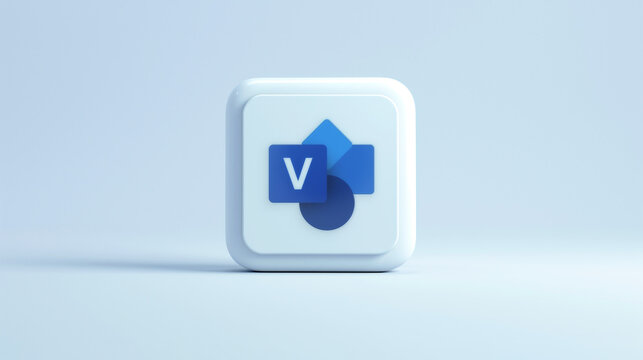 Microsoft Visioapp 3d icon on a pale blue background