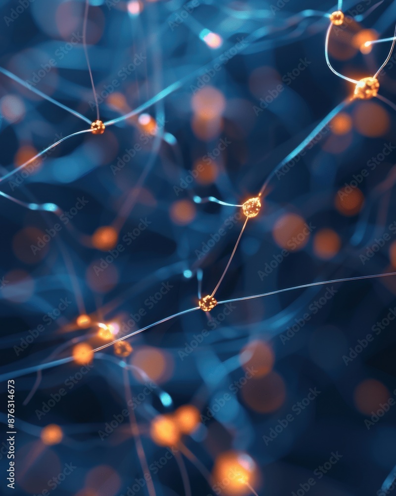 Poster a futuristic image of brain neurons connected by glowing synapses, showcasing their intricate interc