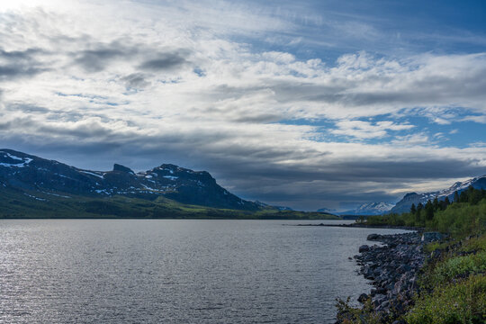 Landscape at Langas lake in G&auml;llivare, Lappland, Sweden.
