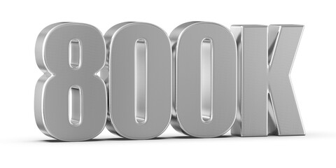 800k Followers Silver Number 3D Render
