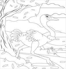 Ostrich coloring page vector illustration for kids 
