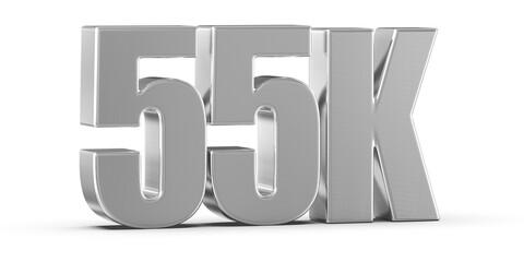 55k Followers Silver Number 3D Render