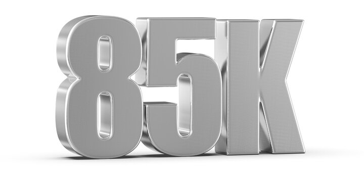 85k Followers Silver Number 3D Render