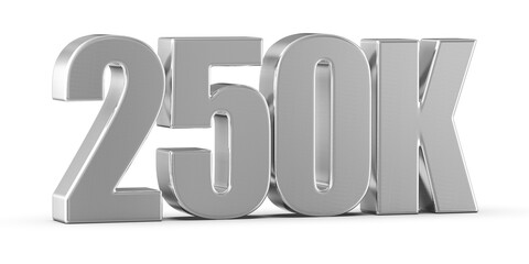 250k Followers Silver Number 3D Render