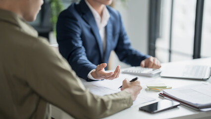 Corporate Collaboration Two Entrepreneurs Engaged in a Productive Business Meeting