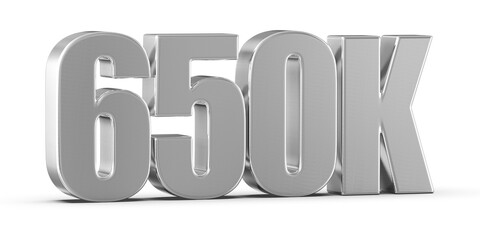 650k Followers Silver Number 3D Render