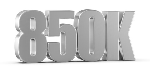 850k Followers Silver Number 3D Render