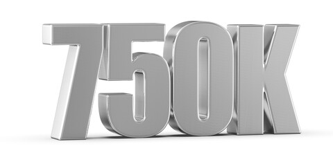 750k Followers Silver Number 3D Render