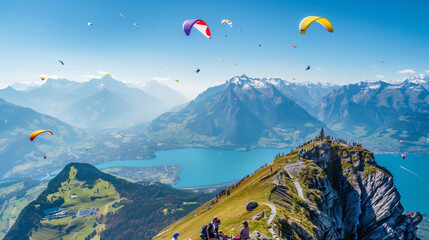 Paragliding on Swiss Alps