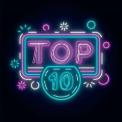 Shiny neon top ten sign