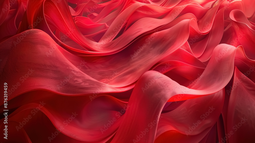 Poster a dynamic composition of smooth red textures and curves