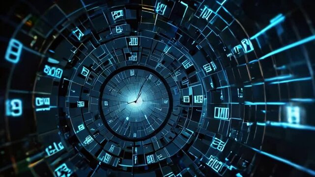 Visualize time dilation effects using distorted grids and clocks, symbolizing the bending of time and space, 4K High-Quality wallpaper animation video