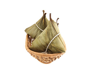 Fototapeta premium A basket of zongzi, a traditional Chinese delicacy for Dragon Boat Festival
