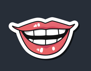 Woman lips mouth sticker isolated concept. Vector graphic design illustration element