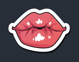Woman lips mouth sticker isolated concept. Vector graphic design illustration element
