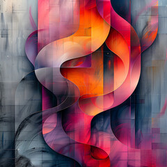 Obraz premium Vibrant Geometric Abstract Teal Magenta Art