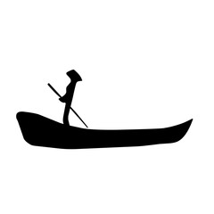 fisherman in boat logo vector silhouette