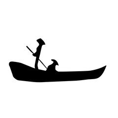 fisherman in boat logo vector silhouette