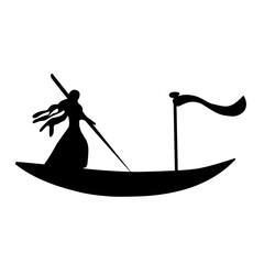 Fototapeta premium fisherman in boat logo vector silhouette