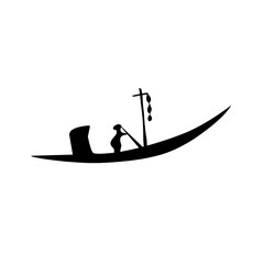 fisherman in boat logo vector silhouette